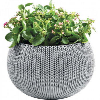 Vaso de flores KETER Cozy M com conjunto de suspensão cinzento-claro