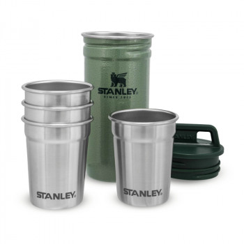 STANLEY Conjunto de copos de vodka Adventure, 4 copos 59mL com suporte de armazenamento verde