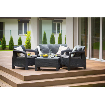KETER Conjunto de mobiliário de jardim Bahamas Set cinzento