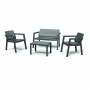 KETER Conjunto de mobiliário de jardim Emily conjunto de pátio com almofadas cinzento/cinzento-claro