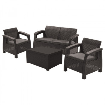 KETER Conjunto de mobiliário de jardim Corfu Box Set cinzento