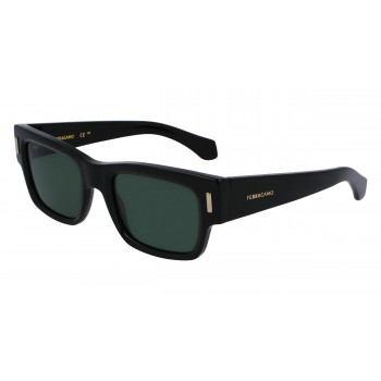 Óculos de sol retangulares Ferragamo homem SF2011S-001, armação preta, lentes cinzentas, 53mm