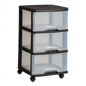 CURVER Sistema de 3 Gavetas 20L 37x39x61cm Preto/Transparente