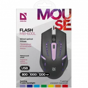 Rato DEFENDER FLASH MB-600L ÓTICO LED 1200dpi 4P
