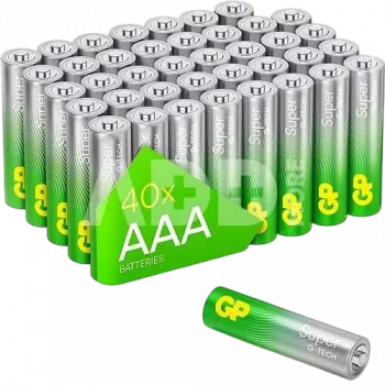 Pilhas alcalinas AAA pack GP 03024AETA-B40 — 40 células, Micro (AAA) Super Alkaline