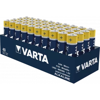 Pilha alcalina descartável Varta Longlife Power AAA 1,5 V, pack de 40