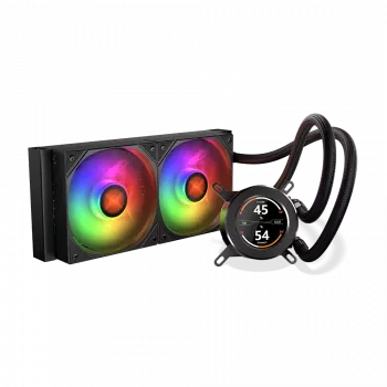 Refrigeração Líquida para CPU AIO 240 mm KRUX HydroGlance 240 ARGB LCD — Radiador de 240 mm, Iluminação ARGB, Ecrã LCD