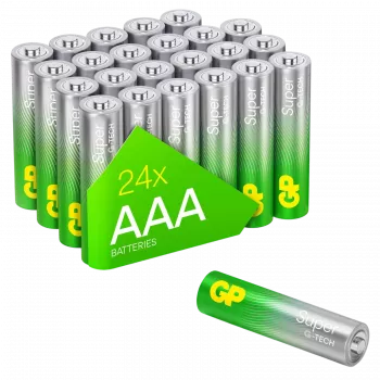 Pilhas GP Super Alkaline AAA 1,5 V — pack de 24 (modelo 03024AETA-B24)